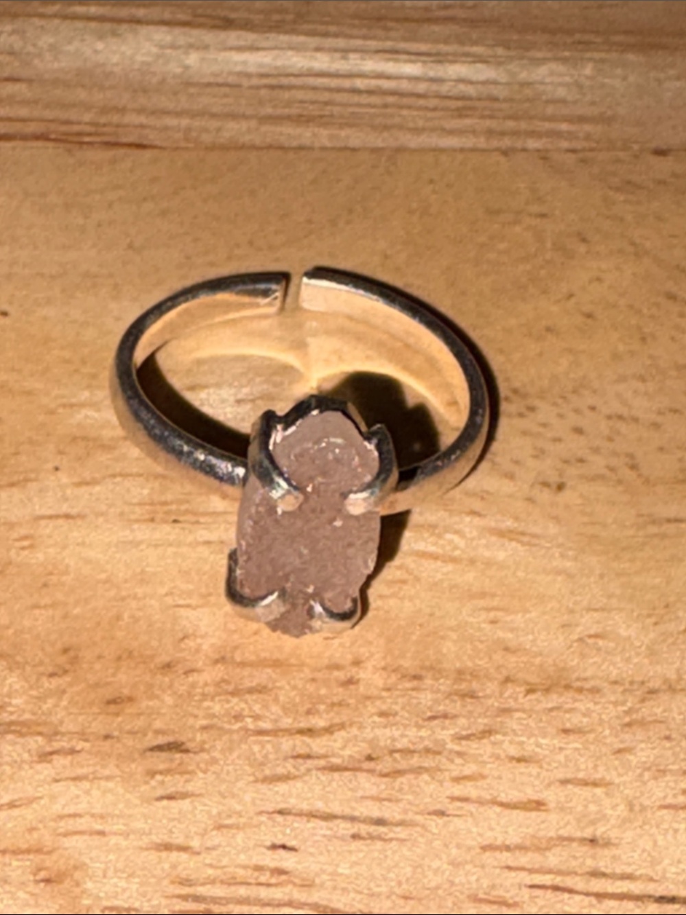 Silver Plated Ring with Raw Druzy Stone